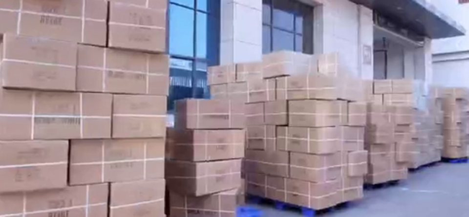 Cartons stacked in the partner's spot warehouse
